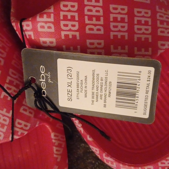 NWT BEBE PINK SLIDES FOR GIRLS SIZE 2/3 - Picture 5 of 7